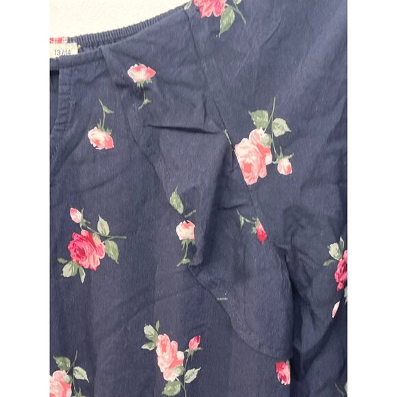 Abercrombie Kids Navy Pink Floral Boho Dress 13/14 3/4 Sleeve Fall Casual - Picture 13 of 14